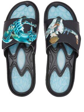 NWT Adidas x YU-GI-OH! Reptossage Dragon Slide Sandals in Core Black/Hazy Sky